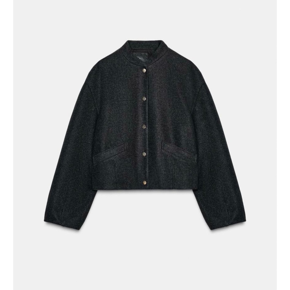 Zara Soft Bomber Jacket Gray Size Small NWT